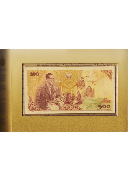 Tayland 100 Baht 2011 Hatıra-Kral 9. Rama'nın 84. Doğum Günü. Orijinal Föyünde Çil. fiyatları