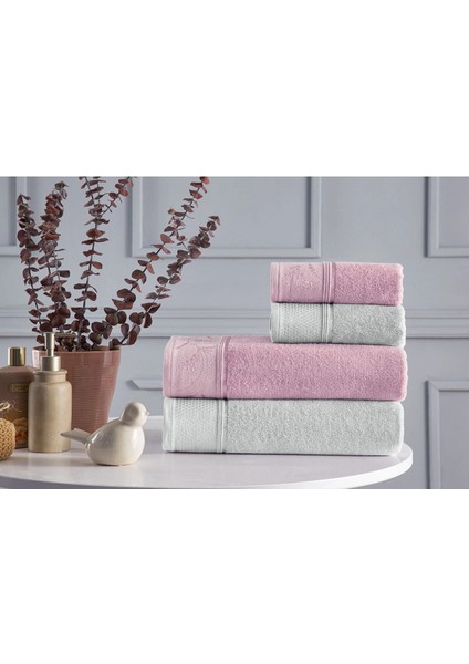 Siddy Havlu Seti Hamam Takımı Pembe-Gri