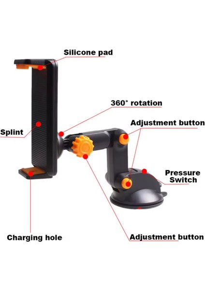 Tablet Pc Telefon Standı Xiaomi IPAD Hava Mini 1 2 3 iPhone 12 Pro x 8 7 4-11 Inç Güçlü Emiş Araç Tutucu Dağı fırsatları