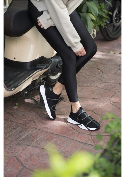 Elen Kadın Siyah Scuba Kumaş Taş Detay Sneaker modelleri
