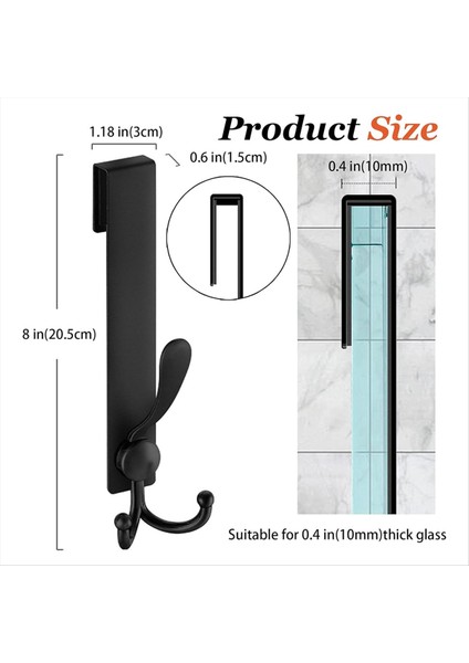 Duş Kapısı Kancaları, Banyo Çerçevesiz Cam Duş Kapısı, Paslanmaz Çelik Havlu Kancaları için Kapı Kancaları Üzerinde 8 inç Uzatılmış (Yurt Dışından)