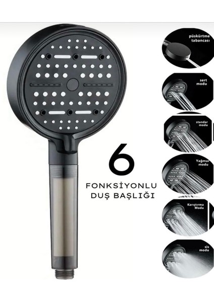 Filtreli Kireç Önleyici Duş Seti Hortum Mafsal ve 2 Adet Yedek Filtre