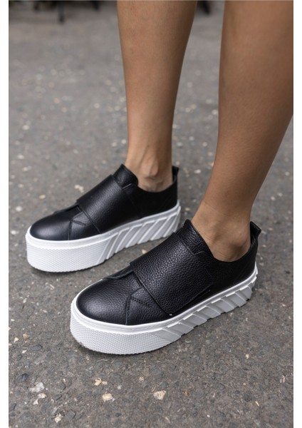 Carrola Kadin Siyah Gercek Deri Sneaker modelleri