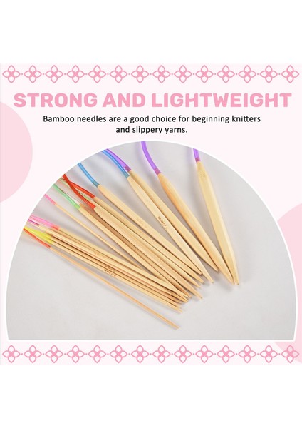 Örgü İğneleri Set-18 Çiftler 18 Boyutlar Bambu Dairesel Örgü İğneleri + 36 Tek Noktalı Bambu Örgü İğneleri + Dokuma Aletleri Örgü Kitleri (Yurt Dışından)