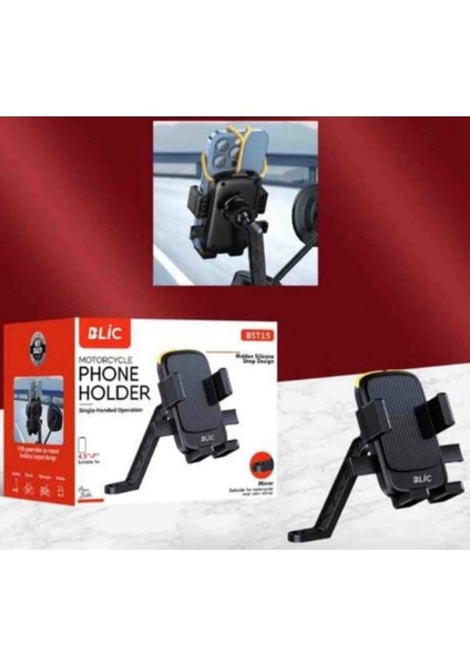 BST15TITREŞIM Önleyici Tek Elle Kullanılabilir Ayna Bağlantılı Motosiklet Telefon Tutucu