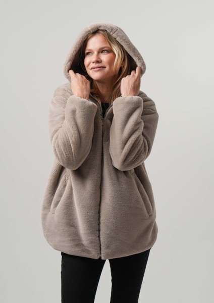 Mısra Kadın Mont Kapüşonlu Kadın Peluş Rabit Mont modelleri