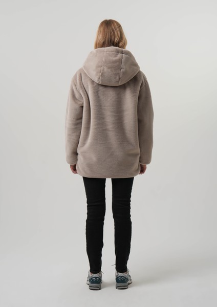 Mısra Kadın Mont Kapüşonlu Kadın Peluş Rabit Mont