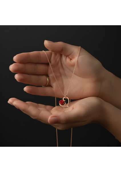 925 Ayar Gümüş Gül Tasarım Rose Gold Kolye fiyatları