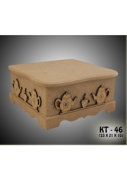 Ahşap-Boyanabilir-Çaydanlık Desenli-Takı-Makyaj-Aksesuar-Dekoratif Çok Amaçlı Organizer Kutu