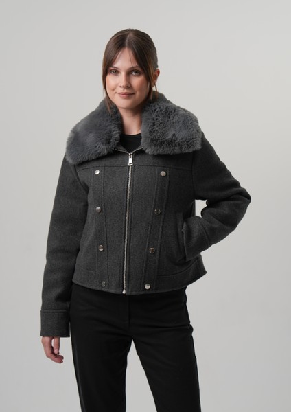 Celına Kadın Mont Çıkabilir Kürklü Kadın Kaşe Ceket fiyatları