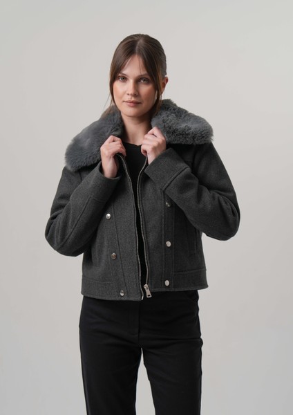 Celına Kadın Mont Çıkabilir Kürklü Kadın Kaşe Ceket modelleri