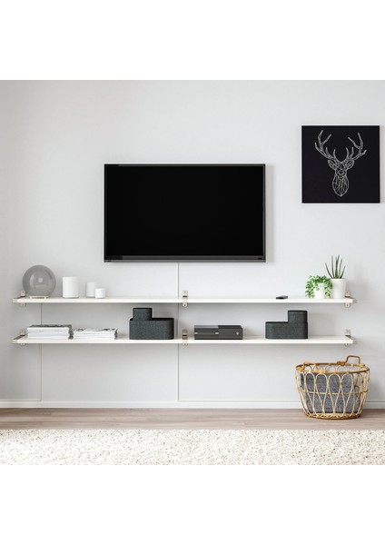 Bergshult / Granhult Duvar Rafı Kombinasyonu Beyaz Nikelaj Kaplama 240 x 30 cm fiyatları