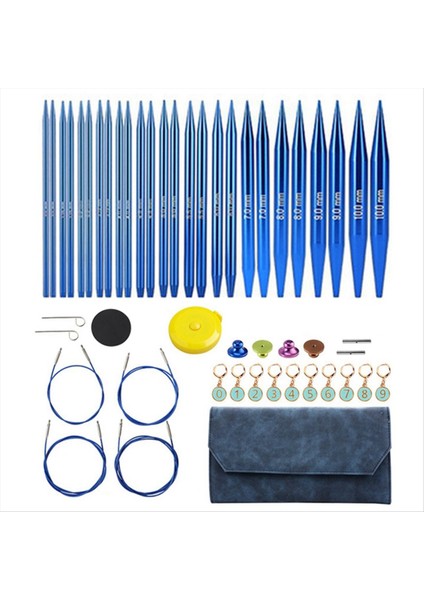 Alüminyum değiştirilebilir dikiş tığ işi iğneler dairesel örgü iğneleri Set dokuma iplik örgü aletleri örgü kiti (Yurt Dışından)
