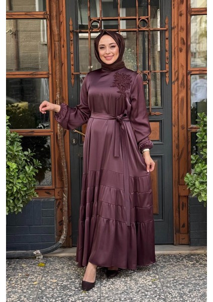 Nurcan Çetin Elbise 25192 Mürdüm