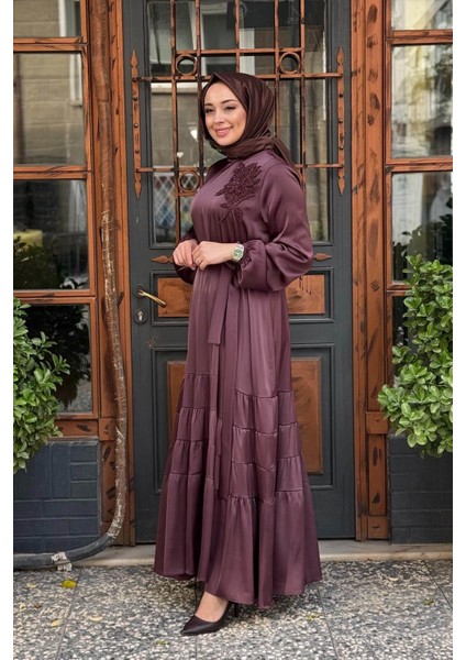 Nurcan Çetin Elbise 25192 Mürdüm fiyatları