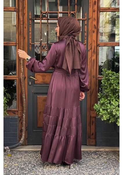 Nurcan Çetin Elbise 25192 Mürdüm fırsatları