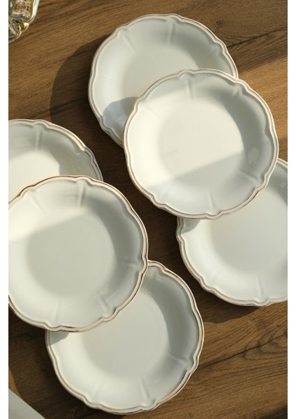 Porselen Antik Stoneware Servis Tabağı 26CM 6 Kişilik 6 Parça modelleri