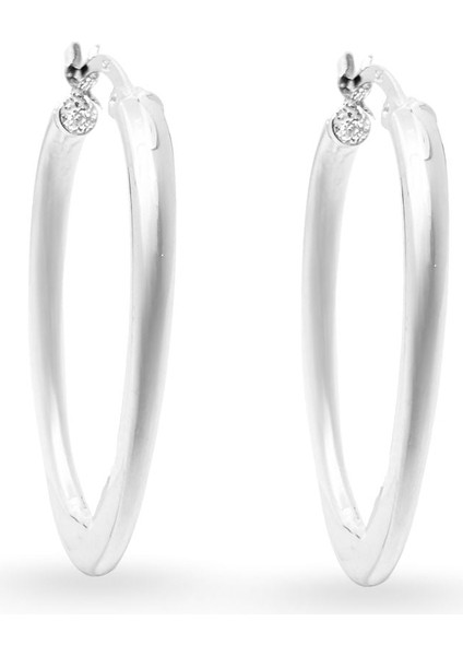 Parlak Oval Gümüş Kadın Halka Küpe 2.2x3.4 cm fiyatları