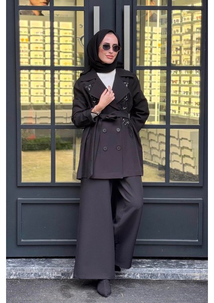 Nurcan Çetin Pantolonlu Takım 25573 Siyah fırsatları