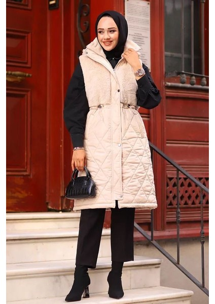 Tesettür Kürklü Kapitone Yelek