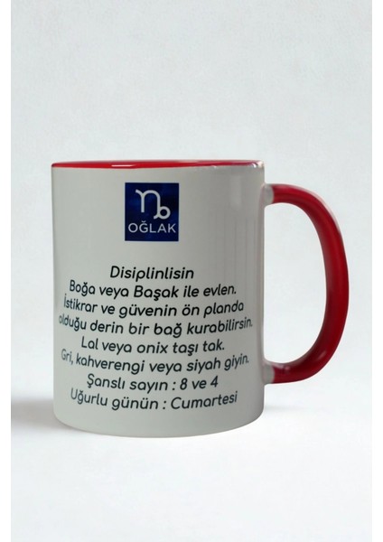 Oğlak Burcu Porselen Kupa – Astroloji ve Burç Temalı Kupa Bardak – Kişiye Özel Oğlak Burcu Hediyesi – Disiplinli ve Güvenilir Oğlak Kupa