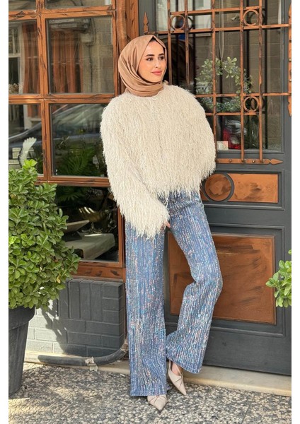 Mirabelle Taşlı Denim Pantolon 25W7017 Mavi