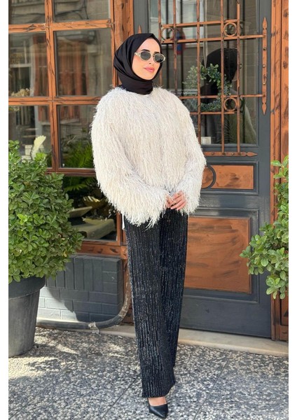 Mirabelle Taşlı Denim Pantolon 25W7017 Siyah