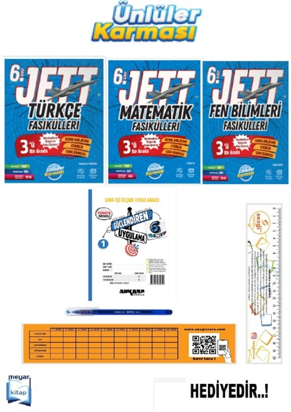 Ünlüler 6.sınıf Jett Türkçe-Matematik-Fen Bilimleri Fasikülleri (Güncel Baskı)...hediyeli