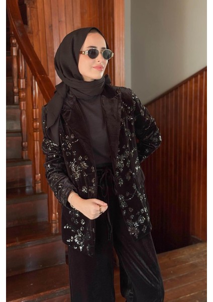 Kadife Ceket Pantolon Takım 25W6006 Kadife Siyah modelleri
