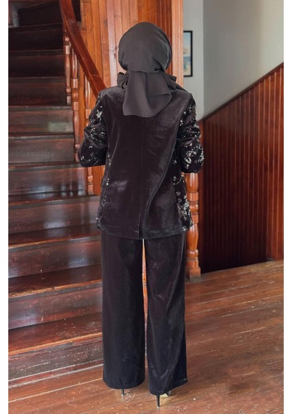 Kadife Ceket Pantolon Takım 25W6006 Kadife Siyah fırsatları