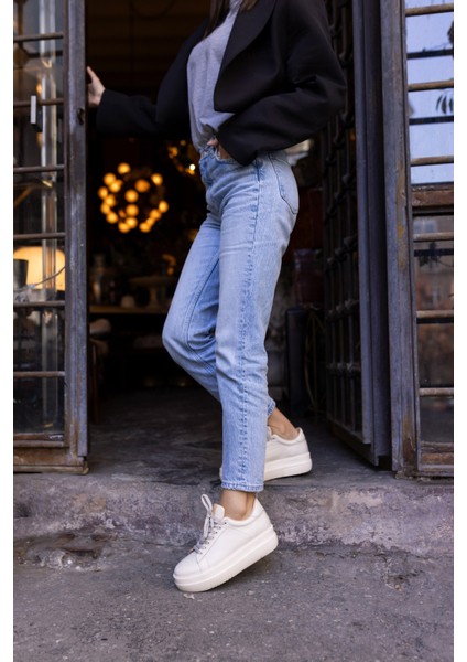 Rold Kadın Bej Gercek Deri Sneaker