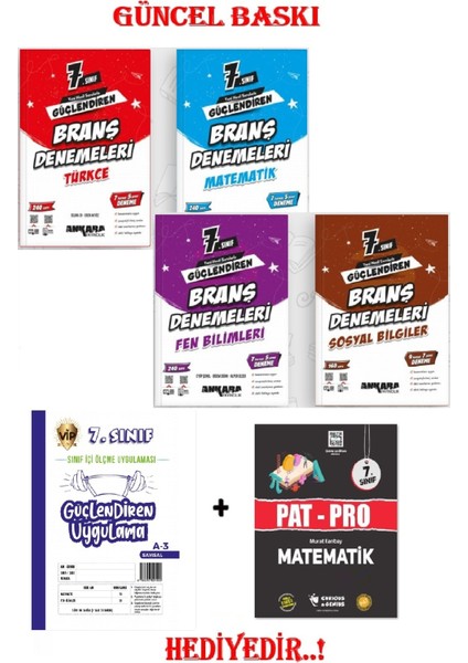7.sınıf Güçlendiren Türkçe - Matematik -Fen - Sosyal Bilgiler Branş Denemeleri...hediyeli.!