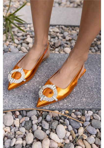 Diagne Kadin Fusya Metalik Taş Detay Babet indirimleri