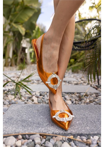 Diagne Kadin Fusya Metalik Taş Detay Babet