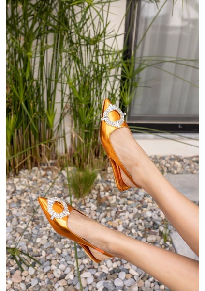 Diagne Kadin Fusya Metalik Taş Detay Babet