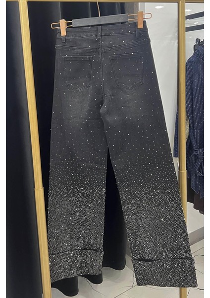 Taşlı Denim Pantolon 25W7009 Siyah indirimleri