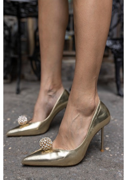 Leonor Kadin Altin Ithal Aksesuar Topuklu Ayakkabi