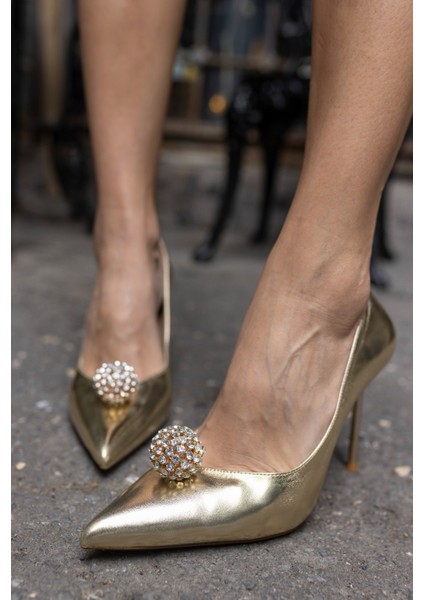 Leonor Kadin Altin Ithal Aksesuar Topuklu Ayakkabi