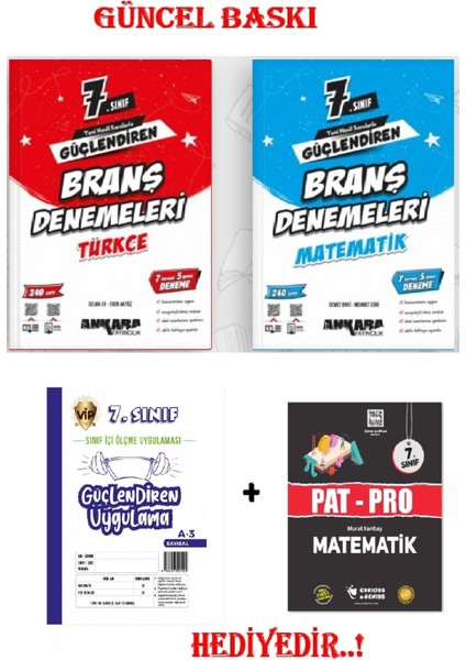 7.sınıf Güçlendiren Türkçe - Matematik Branş Denemeleri...hediyeli.!