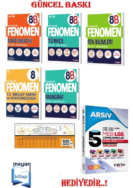 Fenomen 8b Matematik-Türkçe-Fen-Inkılap-Paragraf Soru Bankaları (Güncel Baskı)...hediyeli