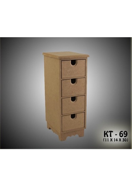 Ahşap Boyanabilir 4 Çekmeceli Takı-Makyaj-Aksesuar-Dekoratif Organizer Kutu