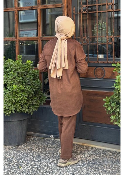 Nakış Aplikeli Süet Ikili Takım KA-A25-16041 Mocha fırsatları