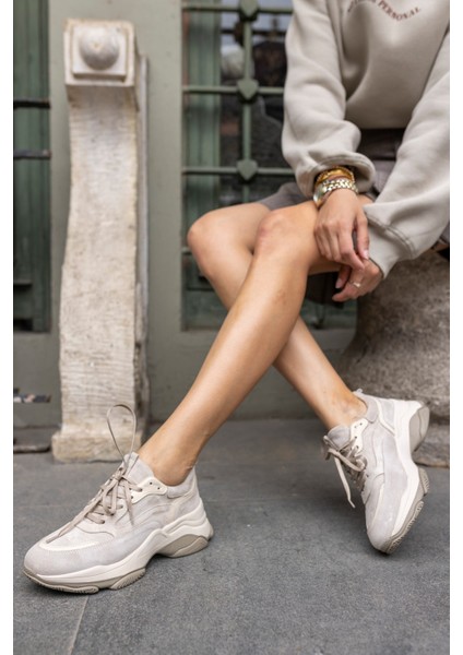 Olivia Kadin Siyah Gercek Deri Suet Garnılı Sneaker