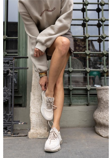 Olivia Kadin Siyah Gercek Deri Suet Garnılı Sneaker