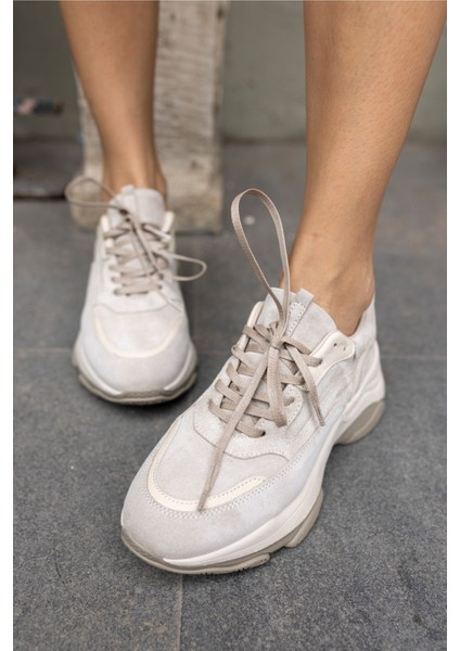 Olivia Kadin Siyah Gercek Deri Suet Garnılı Sneaker