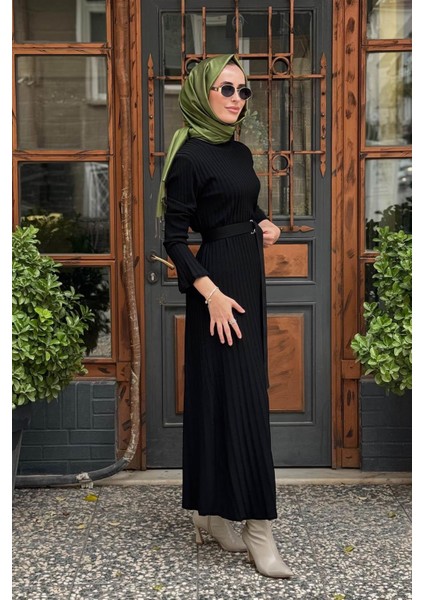 Triko Elbise 2503-10009 Siyah fiyatları