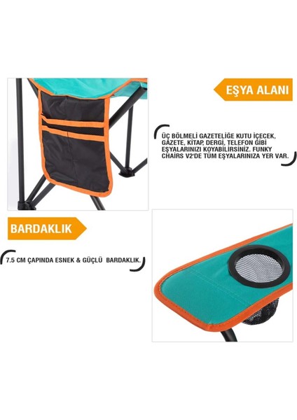 V2 Lüks Kamp Sandalyesi Turkuaz fırsatları