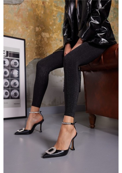 Salina Kadin Mavi Taş Detay Topuklu Ayakkabi