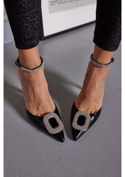 Salina Kadin Mavi Taş Detay Topuklu Ayakkabi