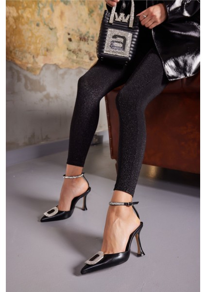 Salina Kadin Mavi Taş Detay Topuklu Ayakkabi